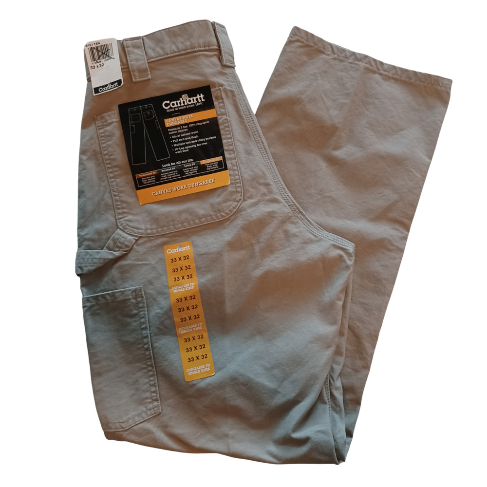 Carhartt Canvas Work Dungaree Khaki Men's Size 33x32 NWT